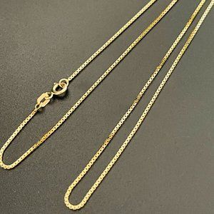 Solid 14K Box Gold Chain Necklace,0.9 mm,3.70gr